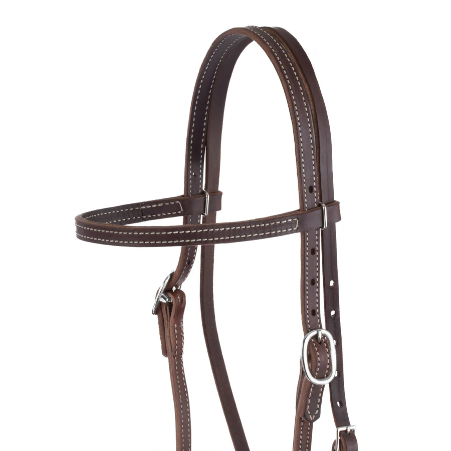 Browband Bridle with Double Cheek Buckles, Chicago Screw-HT039 - Image 5