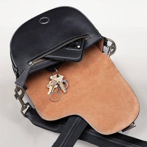 Luxury Leather Handbag in Black-HT043